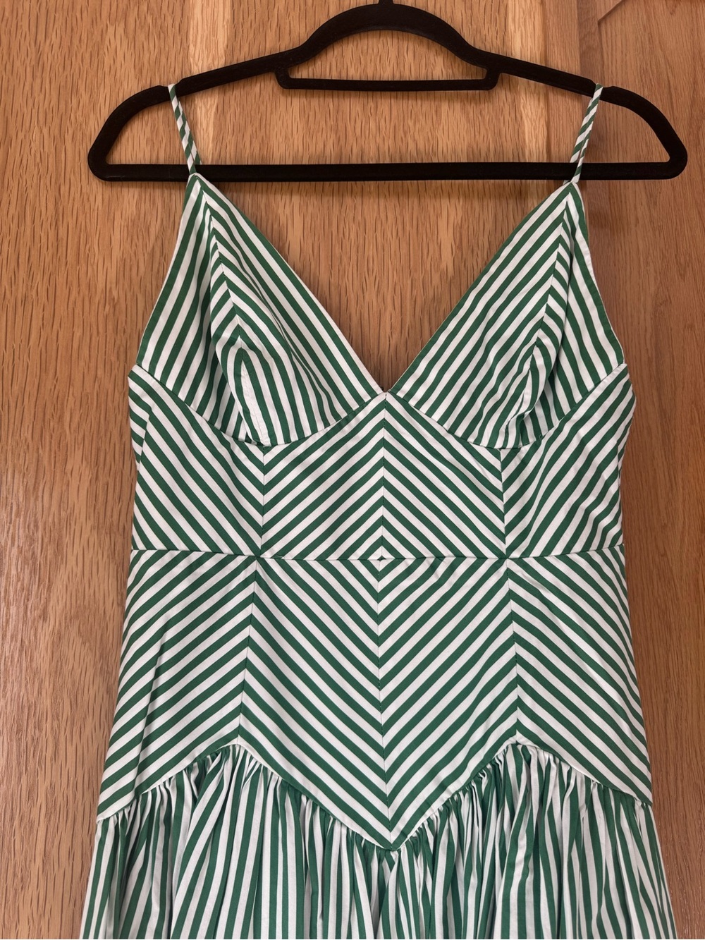 Farm Rio Green & White Striped Midi Dress. Sold out everywhere. NWOT